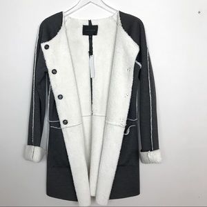 NWT Sanctuary Grey Faux Fur Lined Duster Coat Sz L